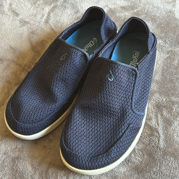 Men's size  8 Olukai  slip ons sneakers navy blue comfortable mesh style - Picture 2 of 14